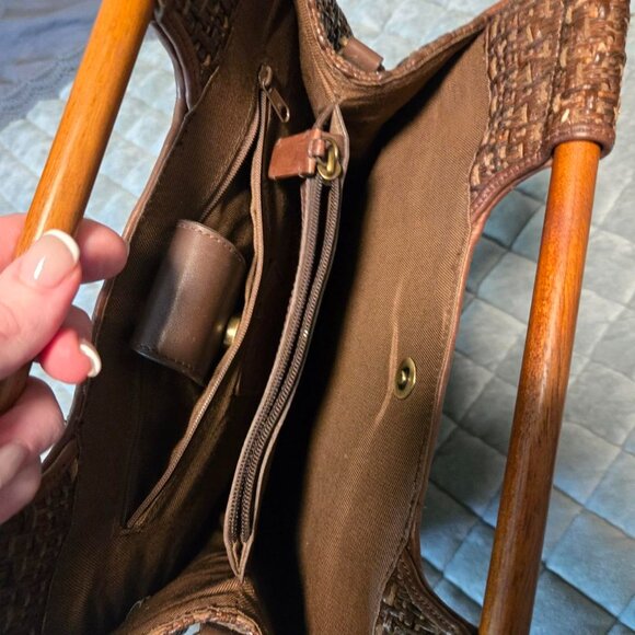 Vintage Fossil Brown woven leather bag - Picture 4 of 5